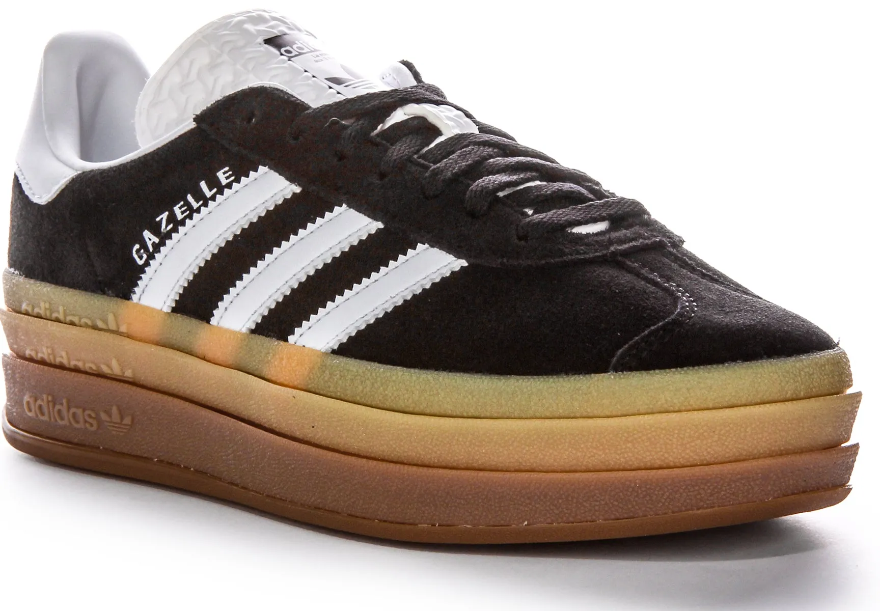 Adidas Gazelle Bold W Three Layers Q Pannel Suela de goma, zapatillas de ante y cuero para mujer en negro y blanco