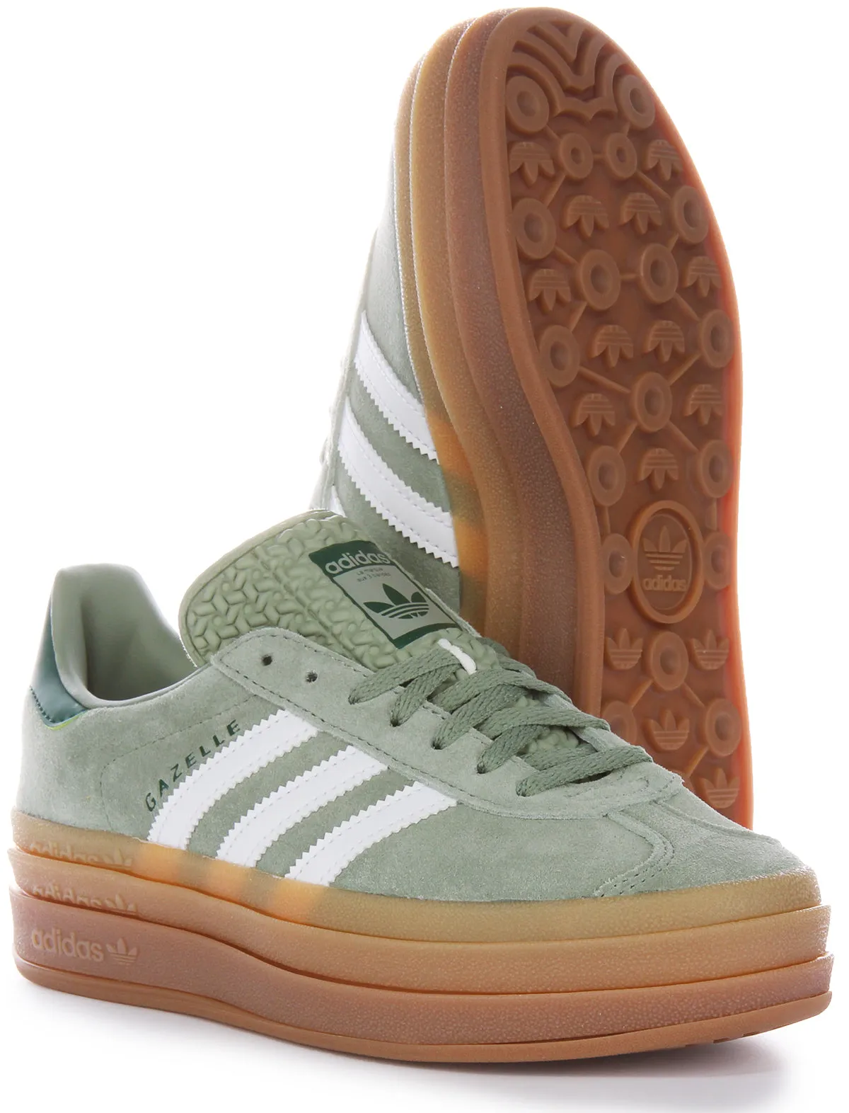 Adidas Gazelle Bold W Three Layers Q Pannel Suela de goma, zapatillas de ante y cuero para mujer en negro y blanco