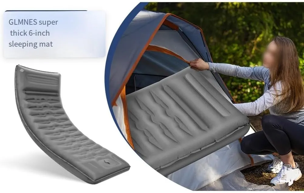 Alfombrilla inflable gruesa con bomba de pie  comodidad perfecta para senderismo y excursiones al aire libre (gris)