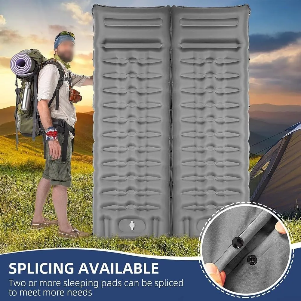 Alfombrilla inflable gruesa con bomba de pie  comodidad perfecta para senderismo y excursiones al aire libre (gris)