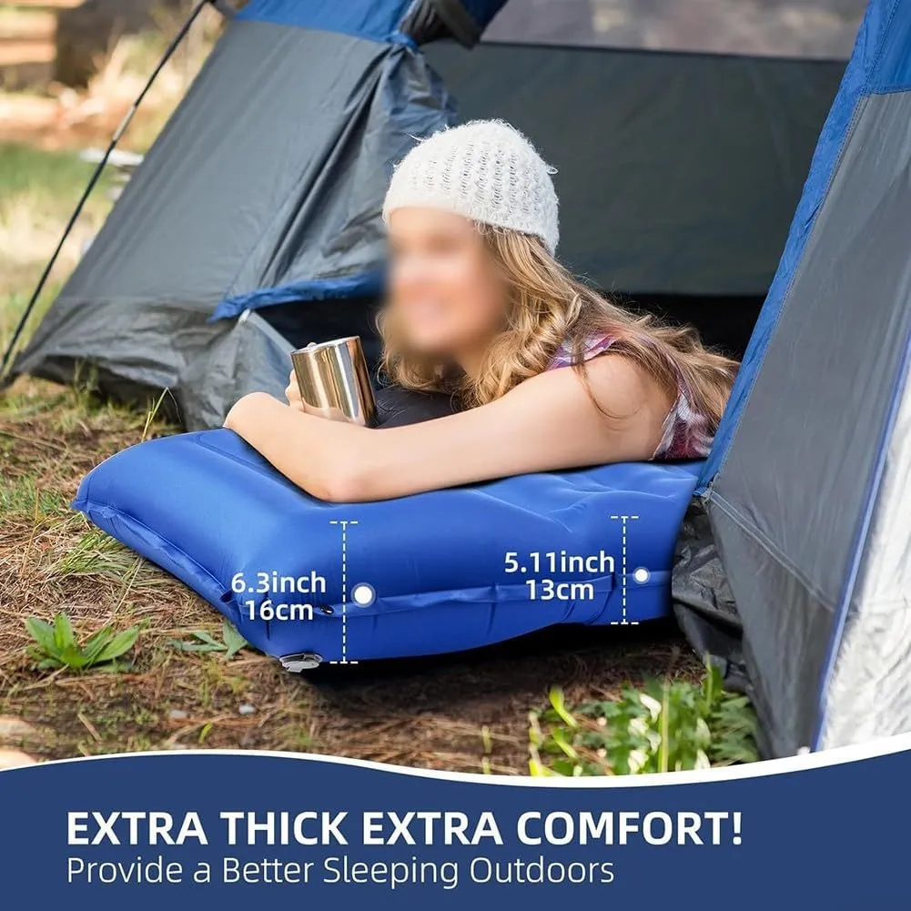 Alfombrilla inflable gruesa con bomba de pie  comodidad perfecta para senderismo y excursiones al aire libre (gris)