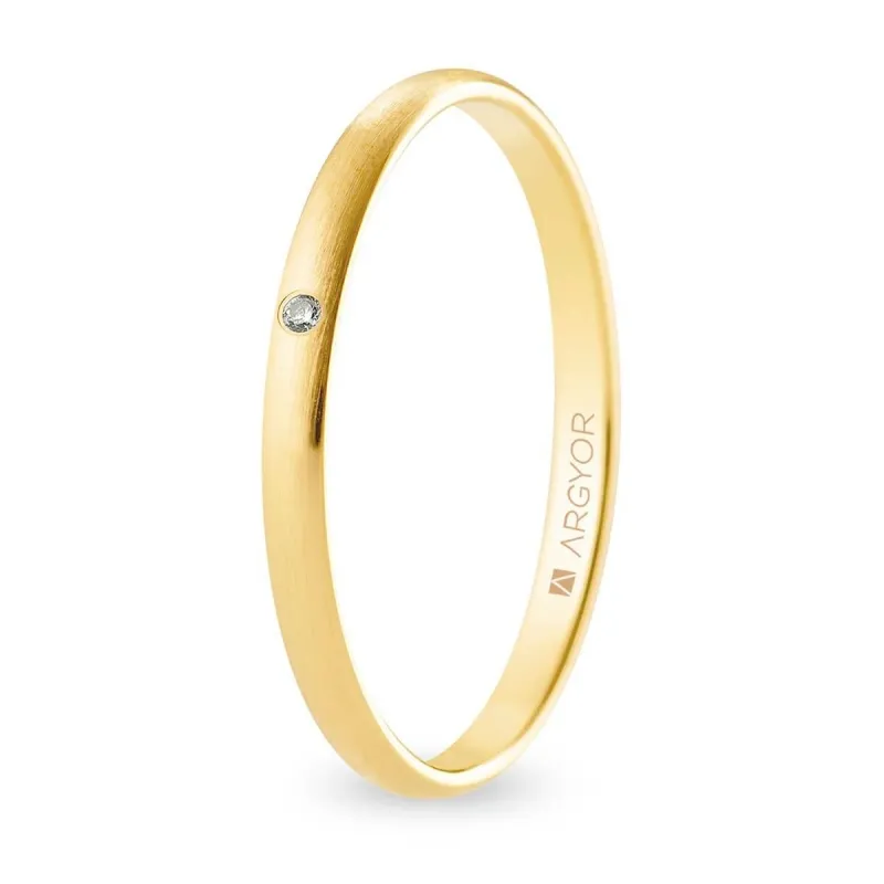 Alianza "Argyor" Diamante/Satinada Oro 18k 2mm (A20CS1D)