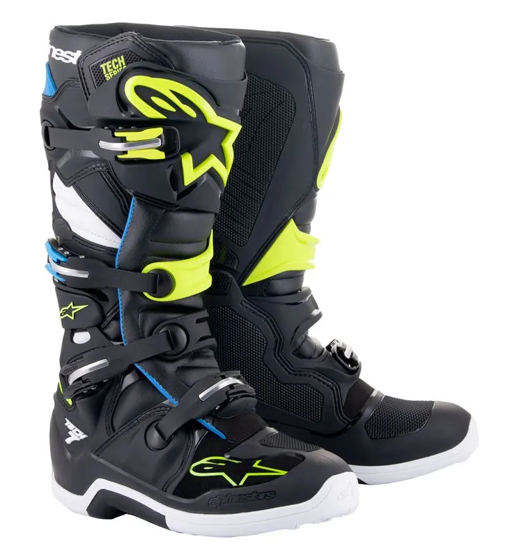 Alpinestars botas Tech 7 negra azul amarilla flúor