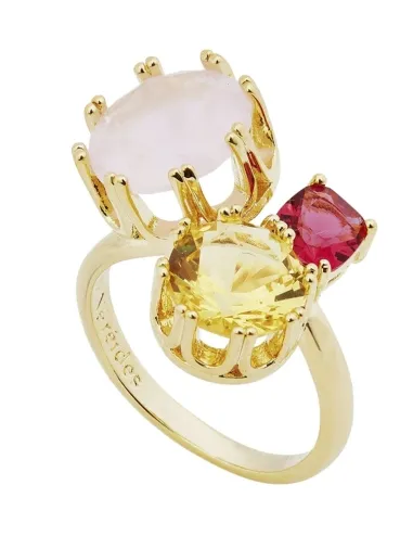 Anillo tú y yo piedras amarilla y rosa