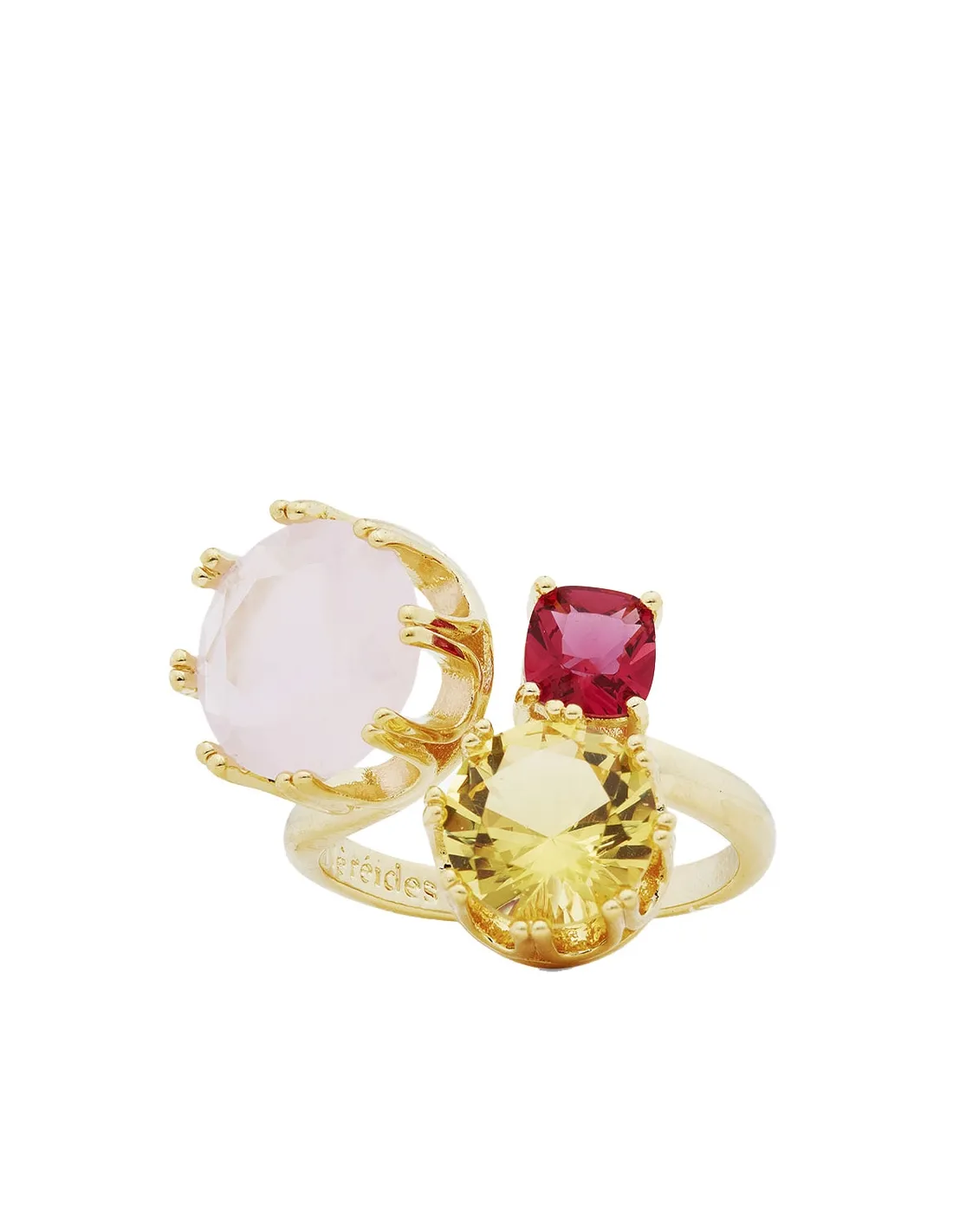 Anillo tú y yo piedras amarilla y rosa