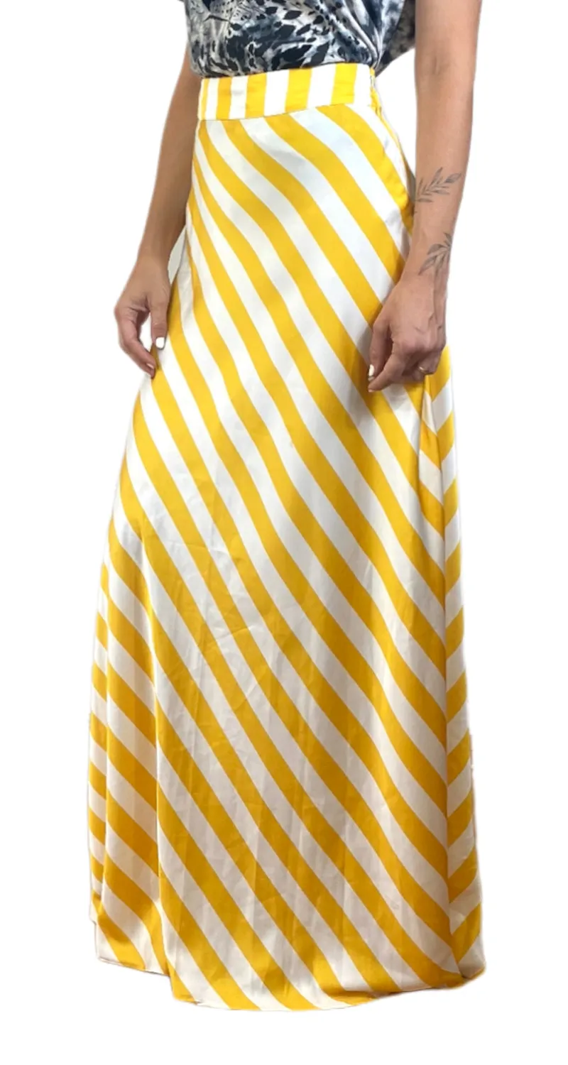 ANTHROPOLOGIE Falda Listada Amarilla