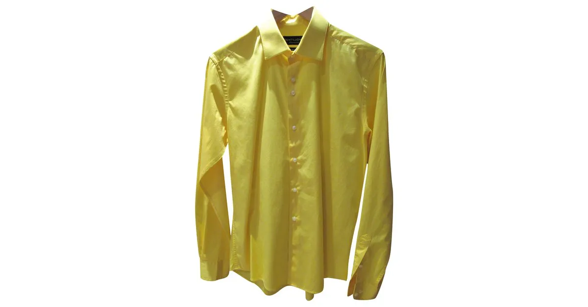 Autre Marque Camisa amarilla Gentiluomo de algodón sedoso Amarillo 