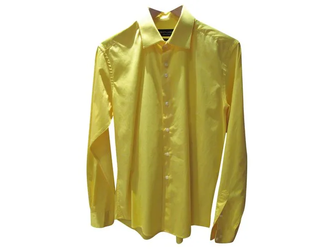 Autre Marque Camisa amarilla Gentiluomo de algodón sedoso Amarillo 