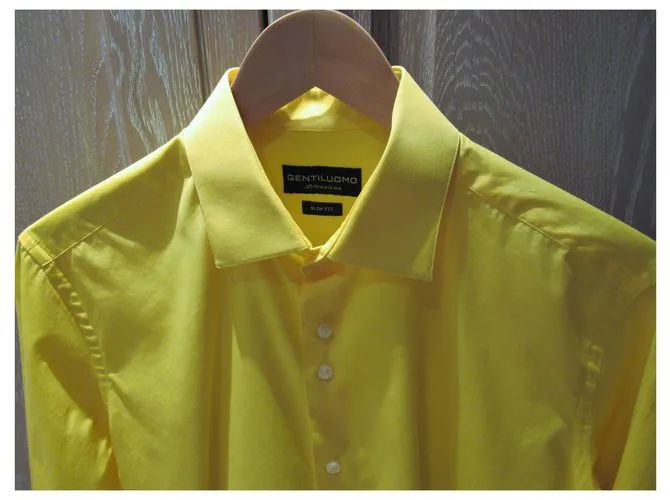 Autre Marque Camisa amarilla Gentiluomo de algodón sedoso Amarillo 