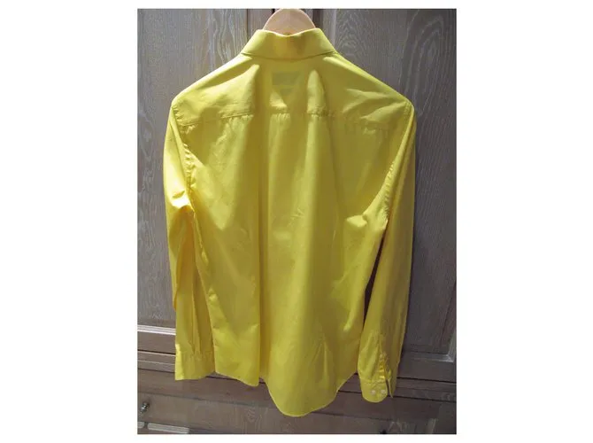 Autre Marque Camisa amarilla Gentiluomo de algodón sedoso Amarillo 