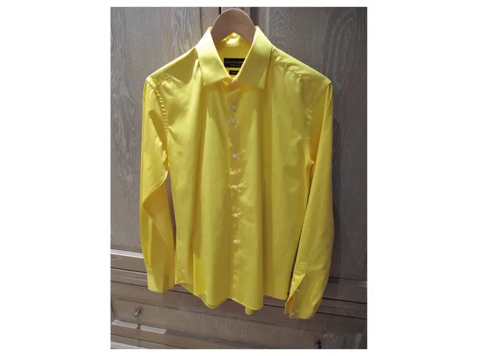 Autre Marque Camisa amarilla Gentiluomo de algodón sedoso Amarillo 