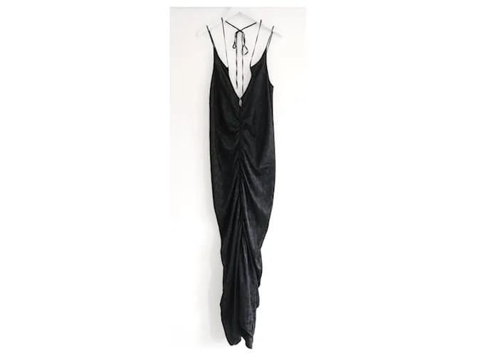 Autre Marque Vestido largo Rui de seda fruncido Negro 