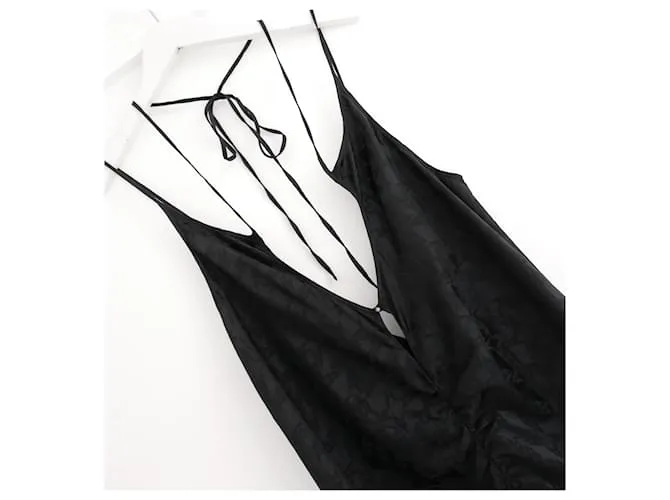 Autre Marque Vestido largo Rui de seda fruncido Negro 