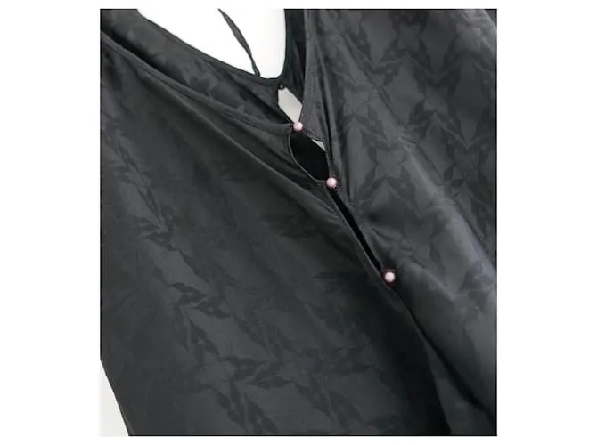Autre Marque Vestido largo Rui de seda fruncido Negro 