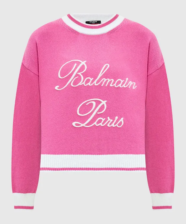 Balmain Pink jumper with logo embroidery