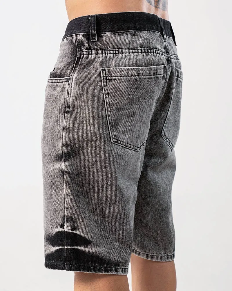 Bermuda Regular Para Hombre Negro Con Aerografía