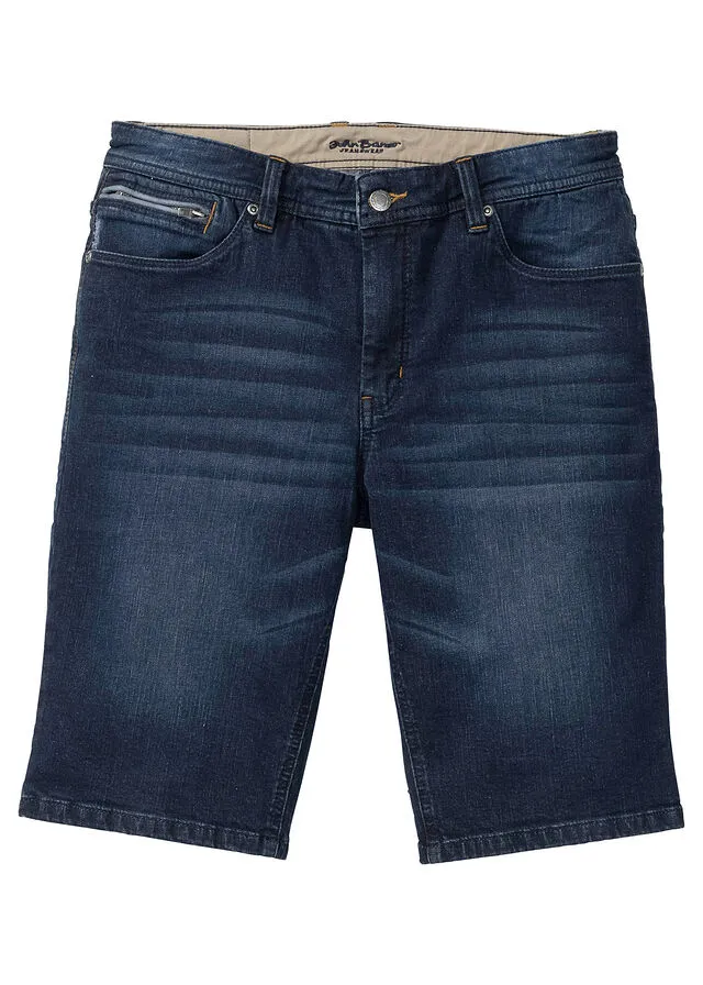 Bermudas vaqueras de tejido elástico, corte slim Azul oscuro