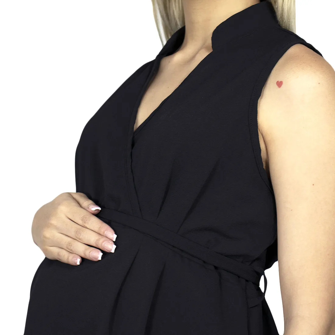 Blusa materna sin mangas cuello v liso