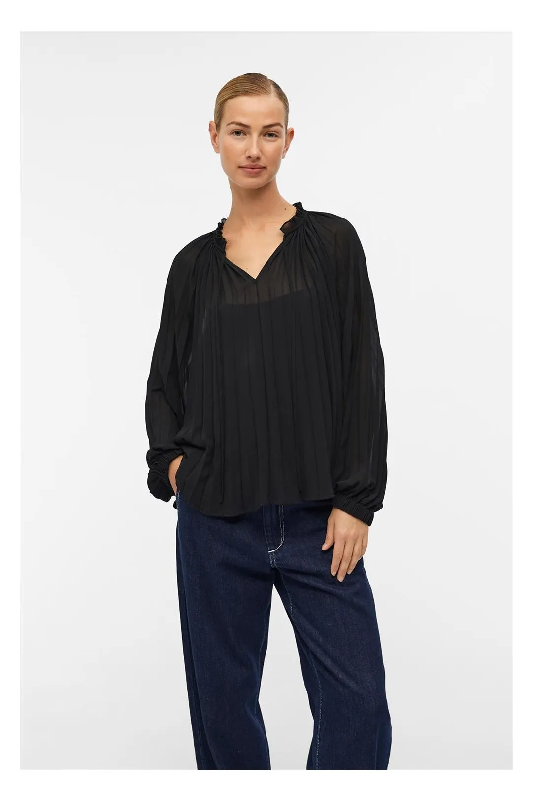 BLUSA PLISADA OBJBRINK NEGRO