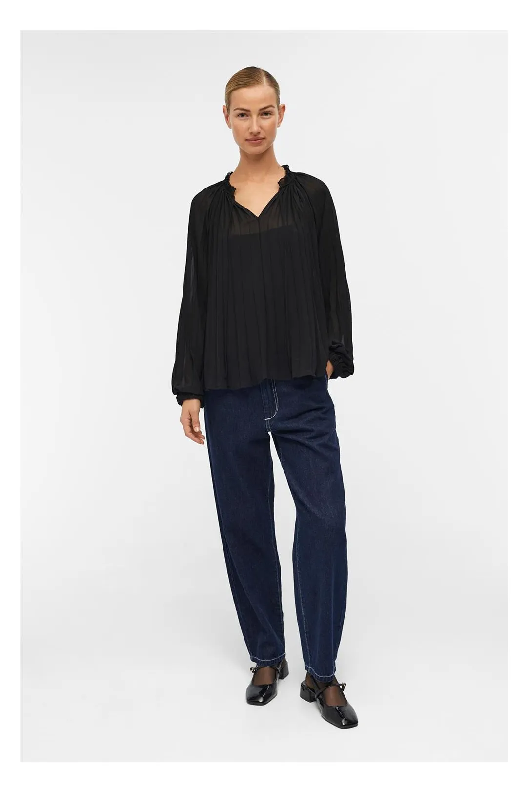 BLUSA PLISADA OBJBRINK NEGRO