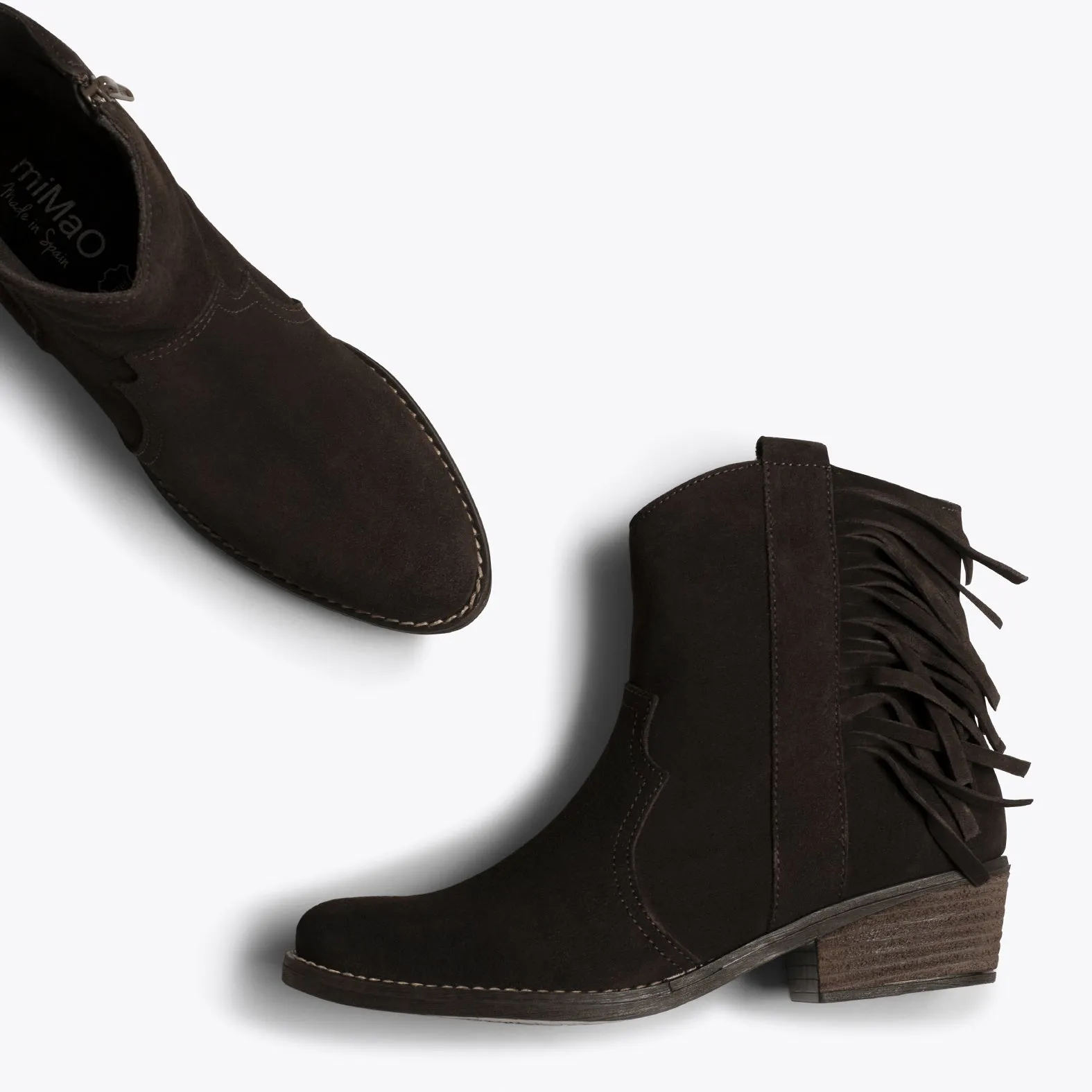 BOHO BOTíN COWBOY MARRÓN CON FLECOS