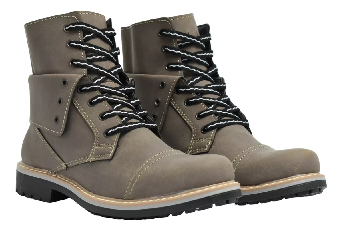 Borcego Bota Borcegui Hombre Cuero Caña Media Wolf 8012