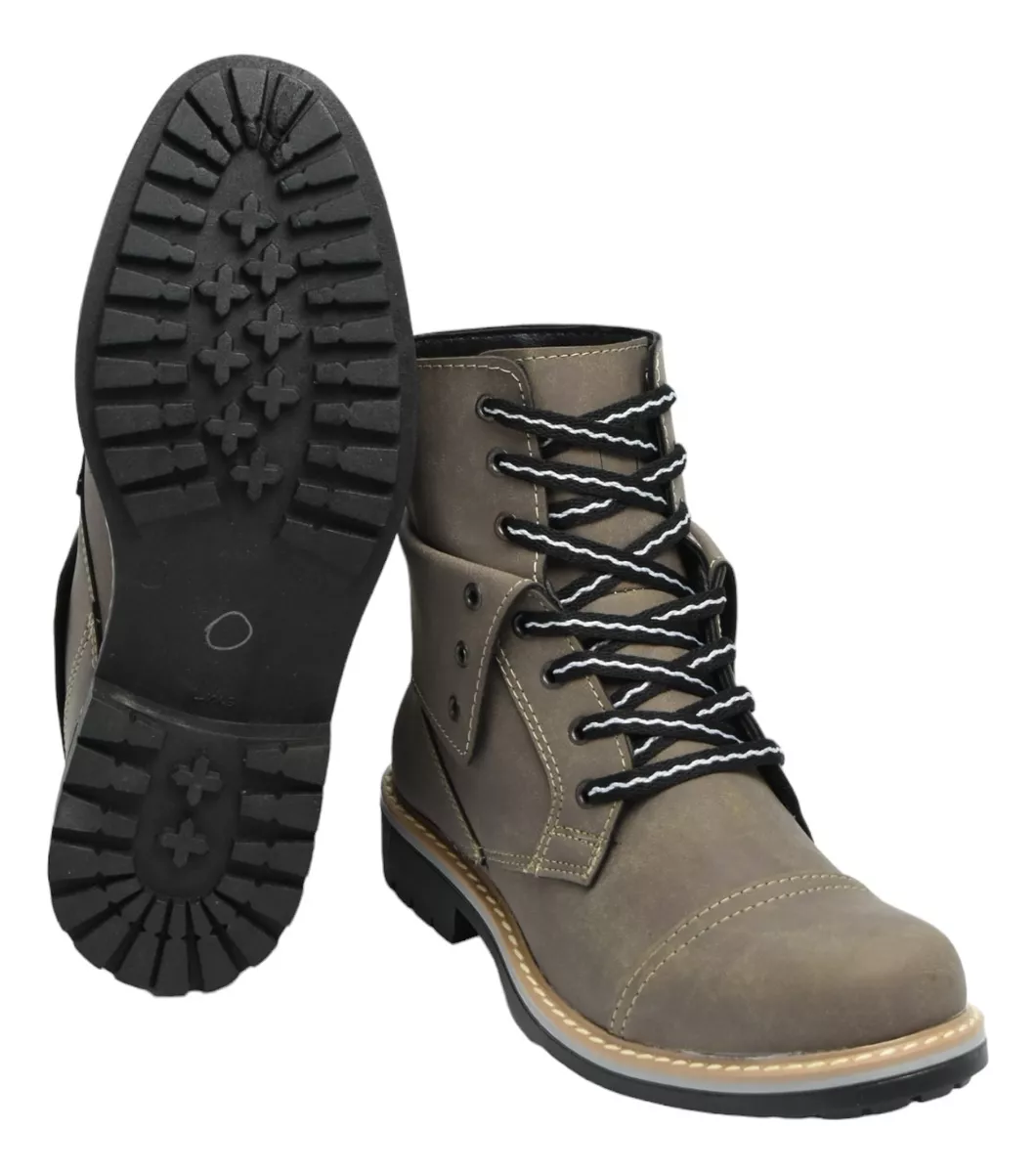 Borcego Bota Borcegui Hombre Cuero Caña Media Wolf 8012