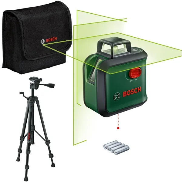 BOSCH  ADVANCEDLEVEL 360  NIVEL LASER CON LINEAS, 24 M, +/ 0,4 MM / M, 2 LINEAS LASER, RAYO VERDE, TRíPODE, BOLSA TEXTIL
