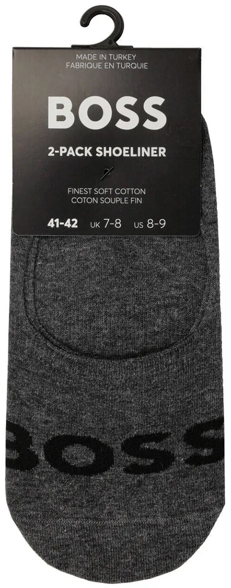 Boss 2P SL Uni Logo CC 2 Pares de calcetines invisibles de algodón para hombre en negro