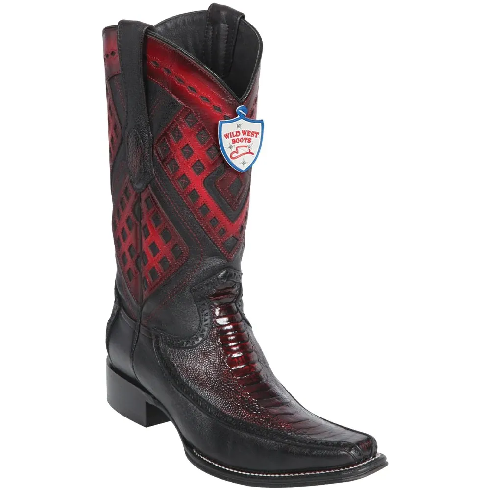 BOTAS DE AVESTRUZ CON VENADO HORMA EUROPEA BLACK CHERRY WW276F0318