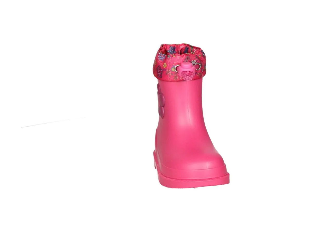 Botin Agua Fuxia Flor Lateral Cuello Estampado