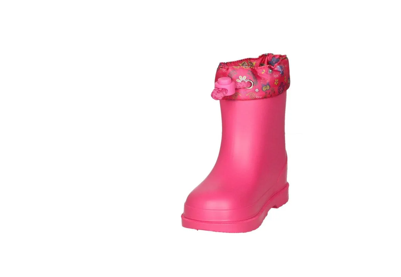 Botin Agua Fuxia Flor Lateral Cuello Estampado