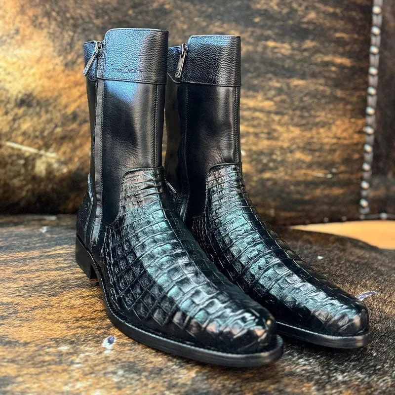 Botin Casual Cuadra Caiman Negro/Ternera