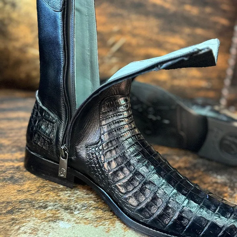 Botin Casual Cuadra Caiman Negro/Ternera