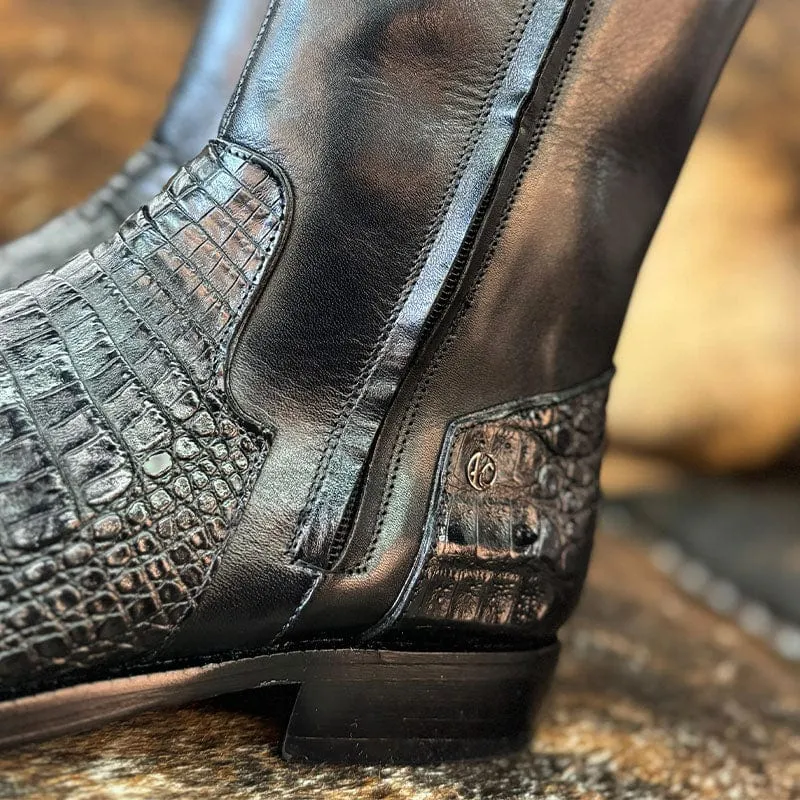 Botin Casual Cuadra Caiman Negro/Ternera