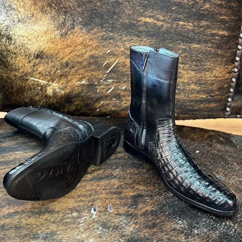 Botin Casual Cuadra Caiman Negro/Ternera