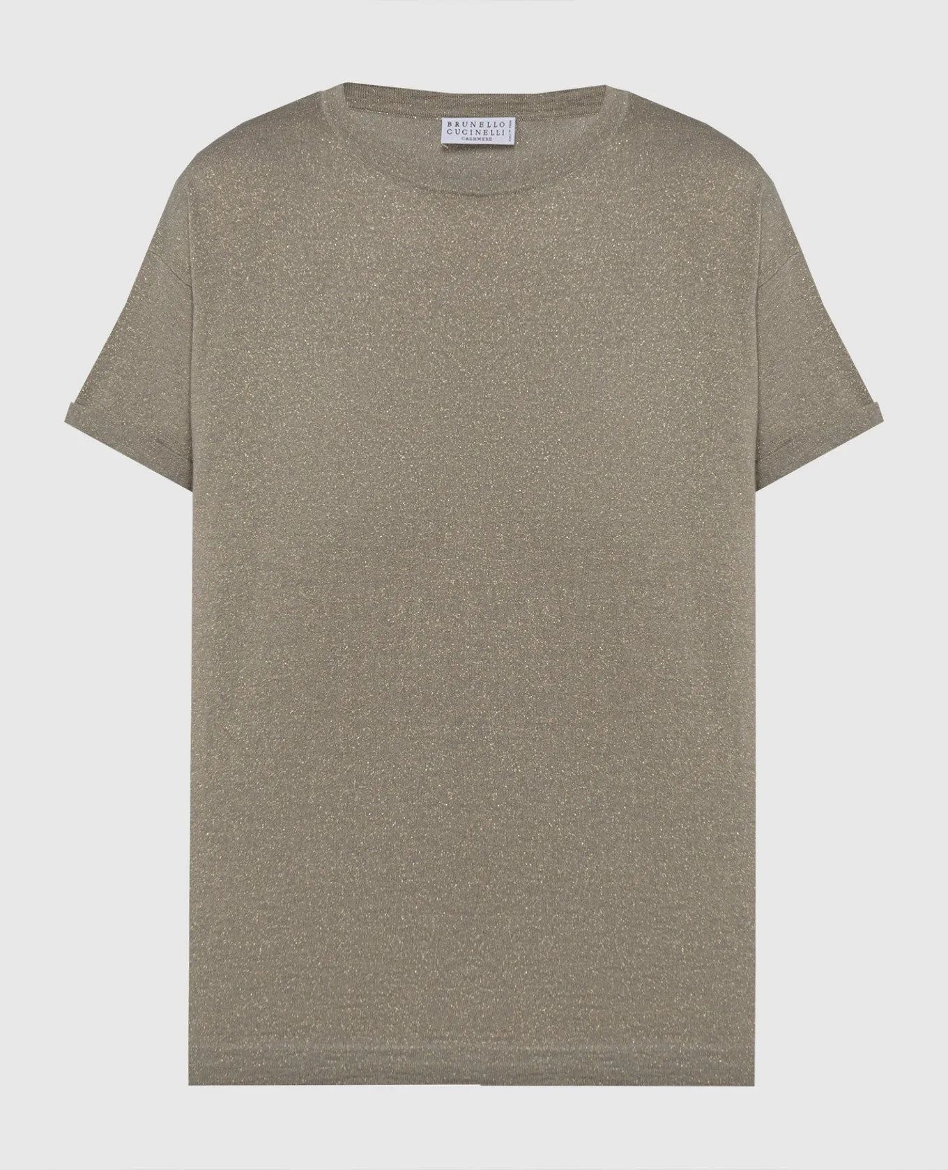 BRUNELLO CUCINELLI GREEN TSHIRT WITH CASHMERE AND SILK WITH LUREX