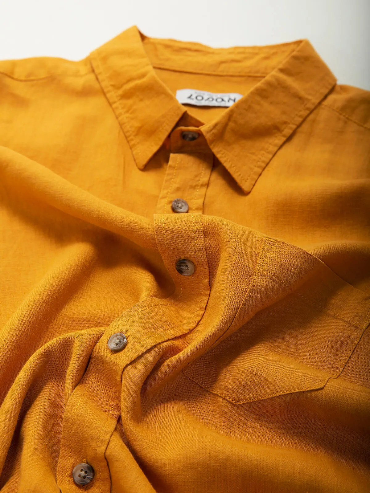 Camisa amarilla manga corta con lino