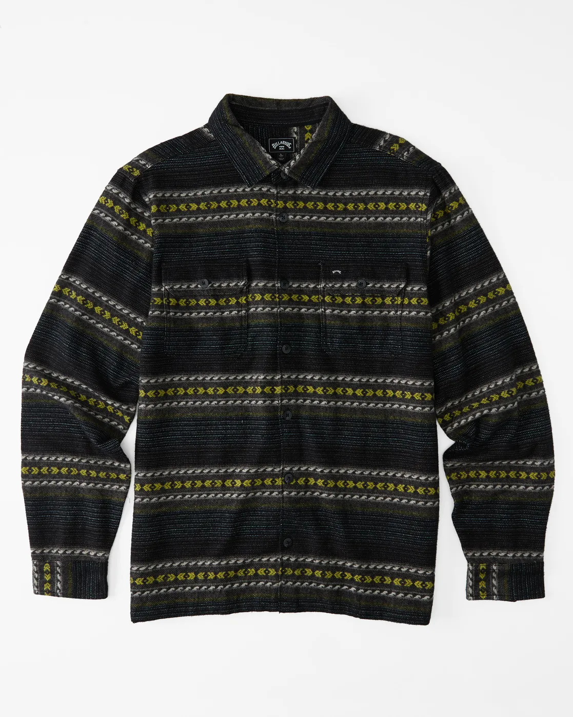 Camisa BILLABONG de Manga Larga franela Hombre Offshore Jacquard STEALTH (2315) Ref.  F1SH25BIF2 negra amarilla étnica