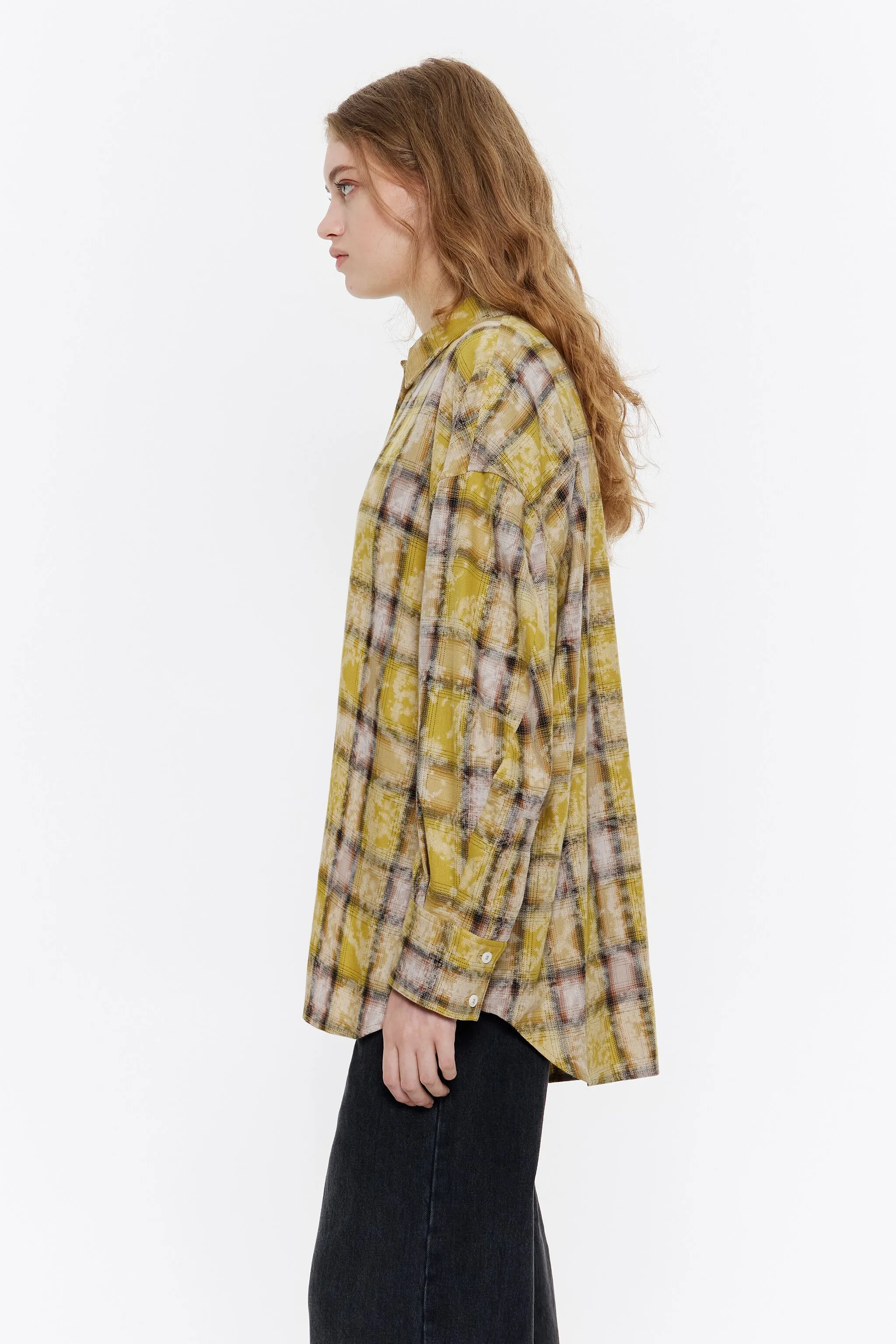 Camisa oversize cuadros amarilla