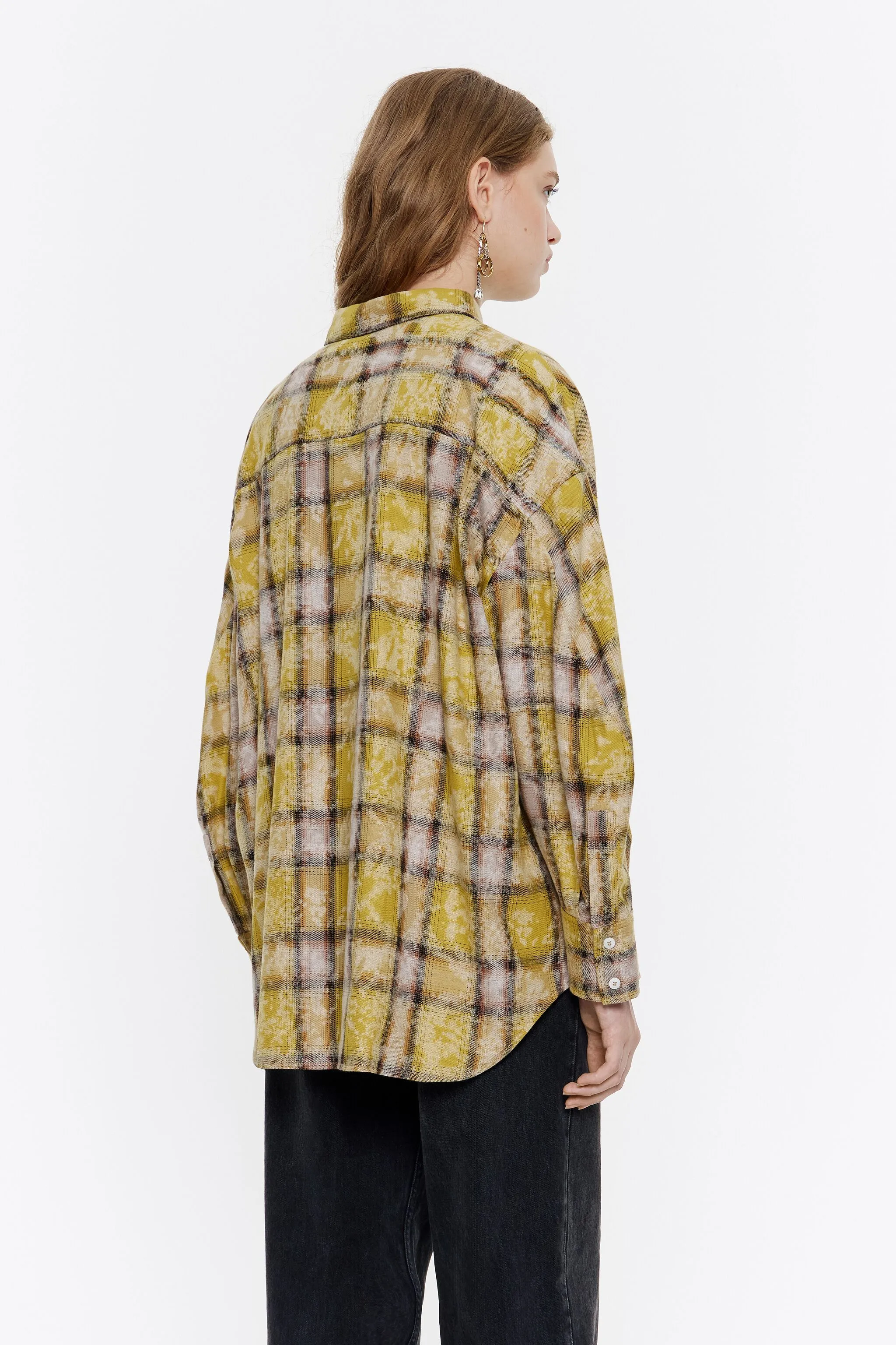 Camisa oversize cuadros amarilla