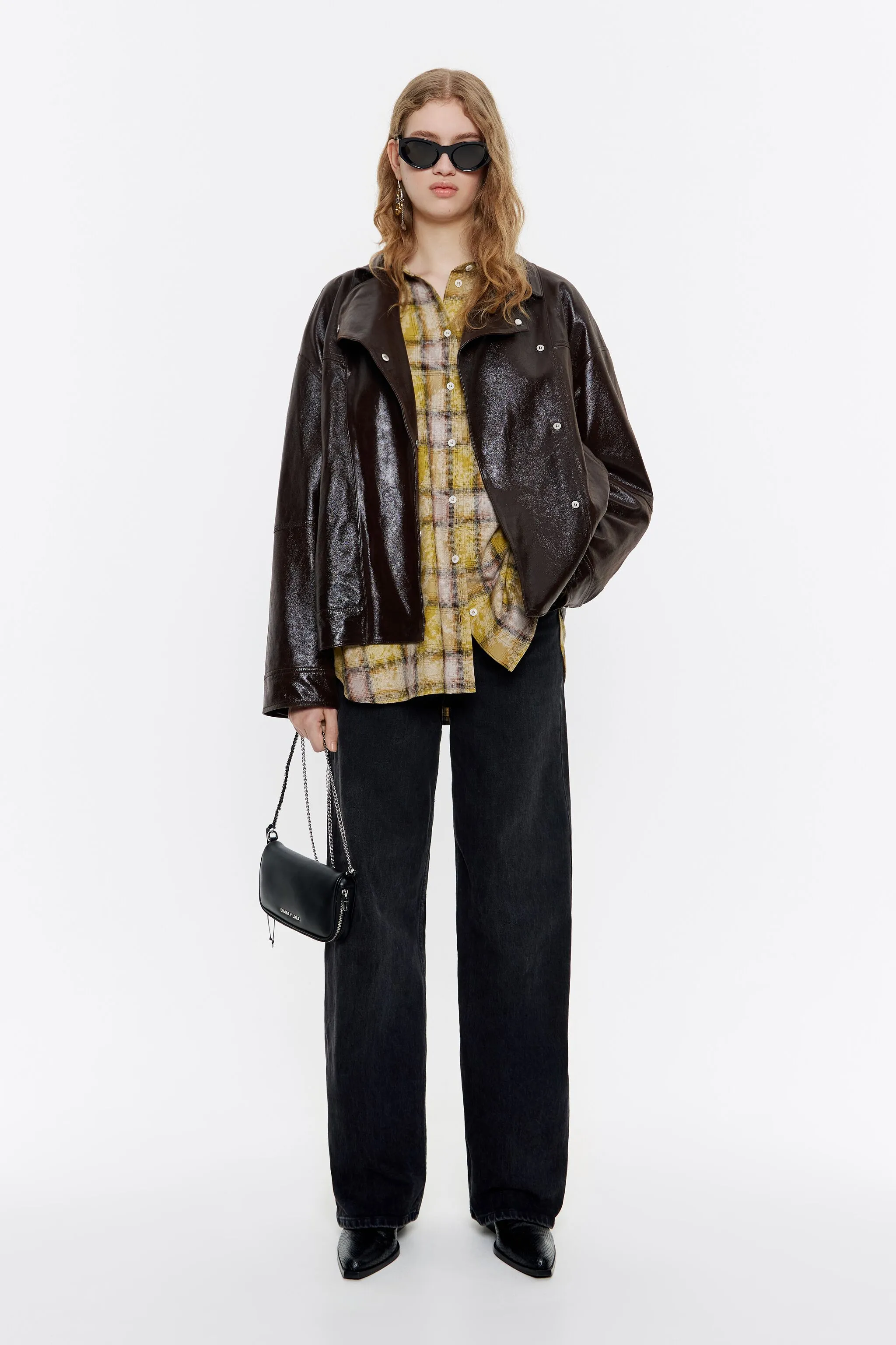 Camisa oversize cuadros amarilla