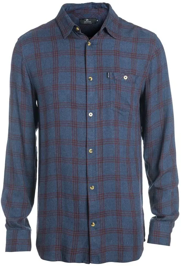 Camisa RIP CURL de Manga Larga  Hombre mood indigo mar 9074 Ref. CSHCS4 cuadros azul marino y granate