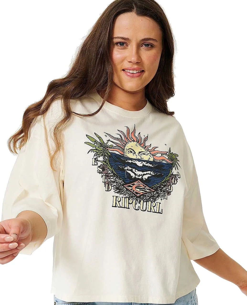 CAMISA RIP CURL SHORE BREAK HERITAGE CROP  BONE  WOMEN´S