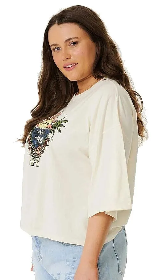 CAMISA RIP CURL SHORE BREAK HERITAGE CROP  BONE  WOMEN´S