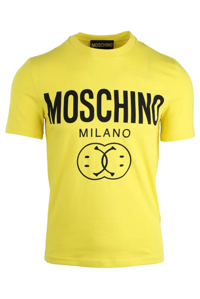 Camiseta amarilla con maxi logo doble 