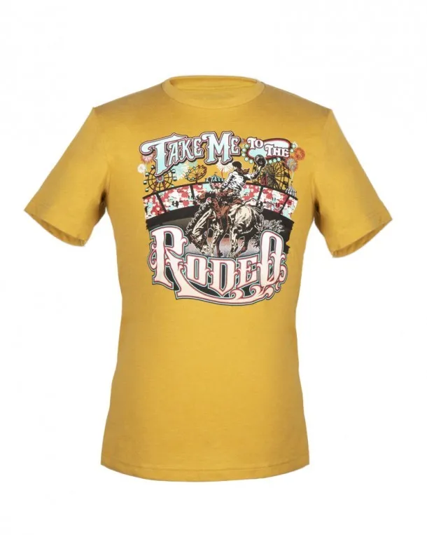 Camiseta amarilla rodeo americano para hombre y mujer