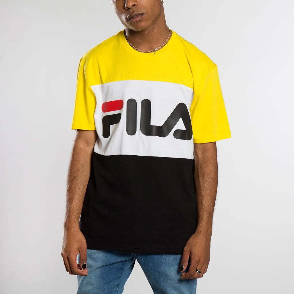 Camiseta FILA manga corta para hombre Men Day Tee Ref. 681244 Amarilla Blanca negra bandas