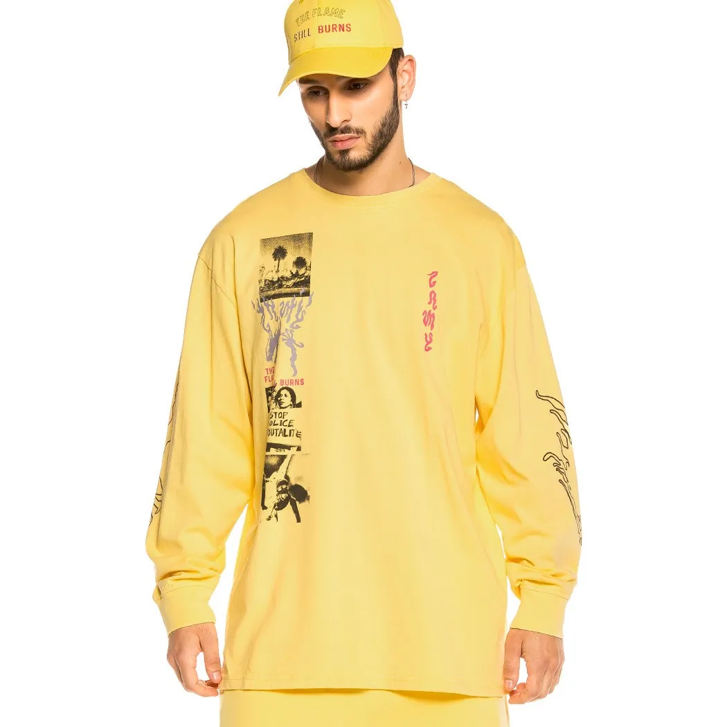 CAMISETA GRIMEY MANGA LARGA UNISEX YOGA FIRE LONG SLEEVE TEE YELLOW REF. GLS133FW20YLW AMARILLA THE FLAME