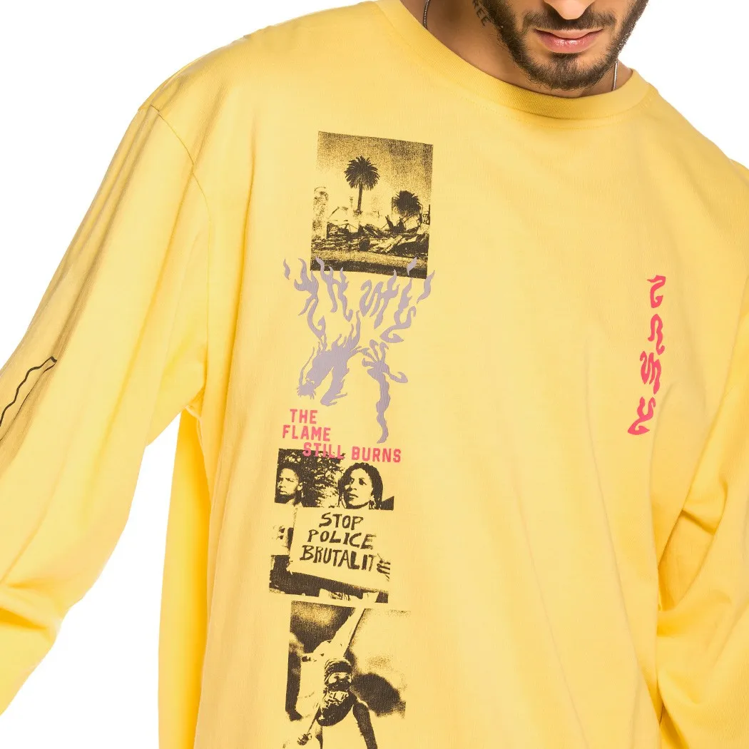 CAMISETA GRIMEY MANGA LARGA UNISEX YOGA FIRE LONG SLEEVE TEE YELLOW REF. GLS133FW20YLW AMARILLA THE FLAME